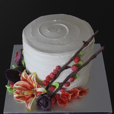 a sample cake made with the fall flowers kit